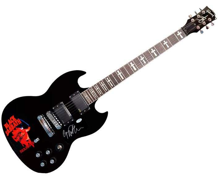 Black Sabbath Autographed 1/1 Custom Graphics Photo Guitar BAS Witness
