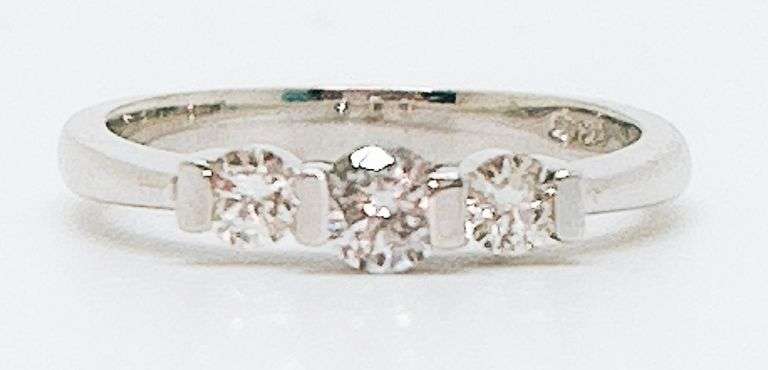 14kt Solid White Gold & Diamond Band Ring