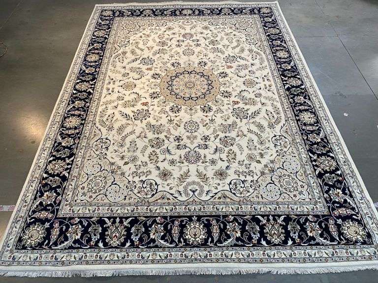 Fine Silk & Wool Kashan Rug 9x12.3