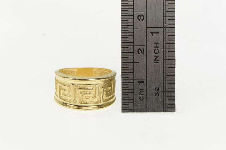 14K Yellow Gold Graduated Greek Wave Key Pattern Band Ring