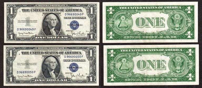 Consecutive Pair of $1 1935-D SC without Motto Lightly Circulated.