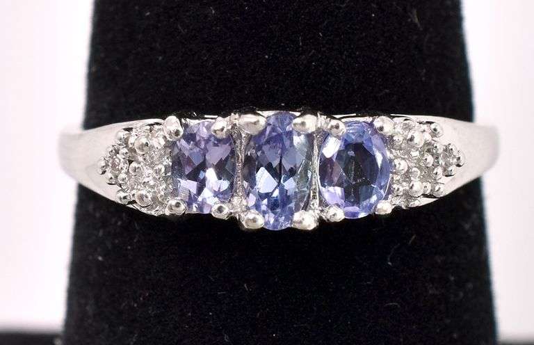 Admirable Purple Iolite Gemstone Ring In White Gold