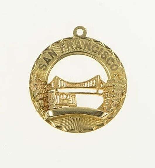 14K Yellow Gold San Francisco Bay Bridge Travel Souvenir Charm/Pendant