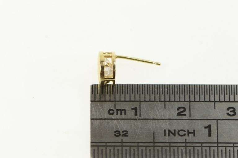 14K Yellow Gold Pear Cubic Zirconia Solitaire Single Stud Earring