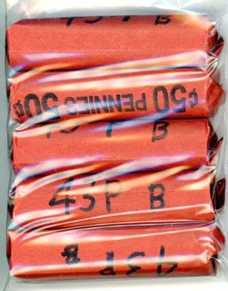 5 Rolls of 1943 Lincoln Steel Wheat Cents