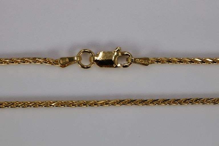 22k Yellow Gold Plated Sterling Silver Diamond-Cut Wheat Chain 1.5mm Solid 925 New Spiga Necklace 24"