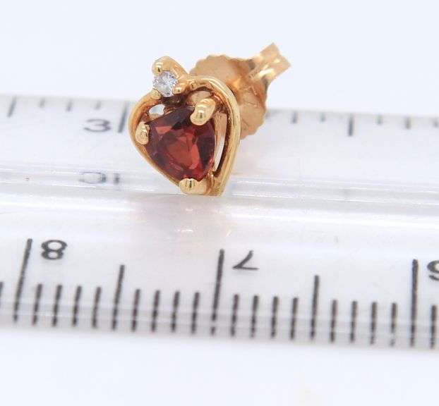 14kt Yellow Gold Heart Shaped Ruby Stud Earrings