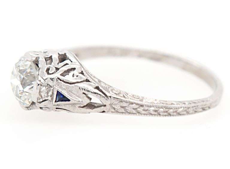 Vintage 0.80ct European Cut Diamond Milgrain Engagement Ring in Platinum