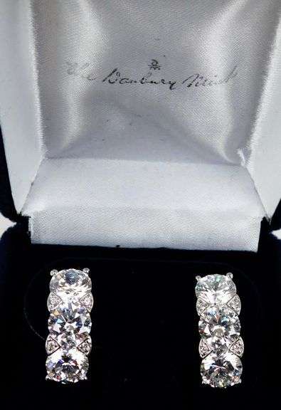 Very Fine Danbury Mint Sterling CZ Earrings with Box