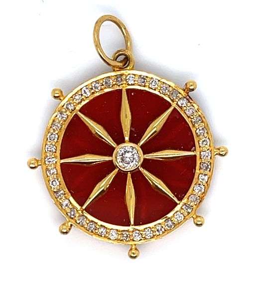 14K YELLOW GOLD INLAY DIAMOND CHARM