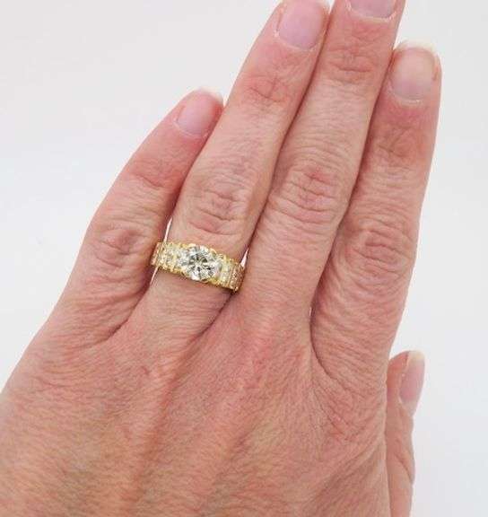 Diamond Encrusted Ring Crafted in 14k Yellow Gold