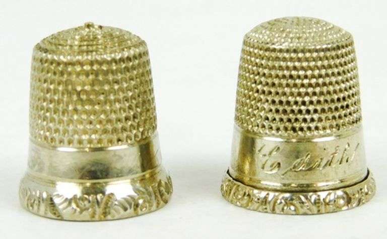 2 Antique Sterling Silver Thimbles