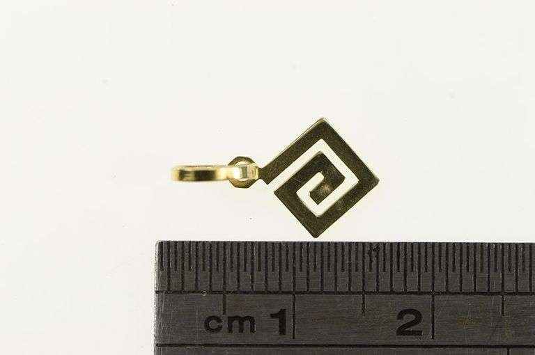 14K Yellow Gold Squared Swirl Spiral Geometric Charm/Pendant