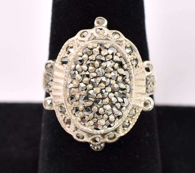 Marcasite Gem Ring In Sterling Silver