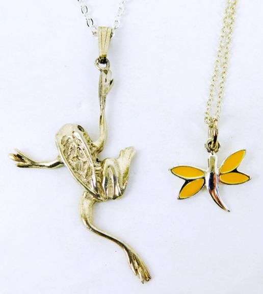 Sterling Silver Frog & Dragonfly Necklaces