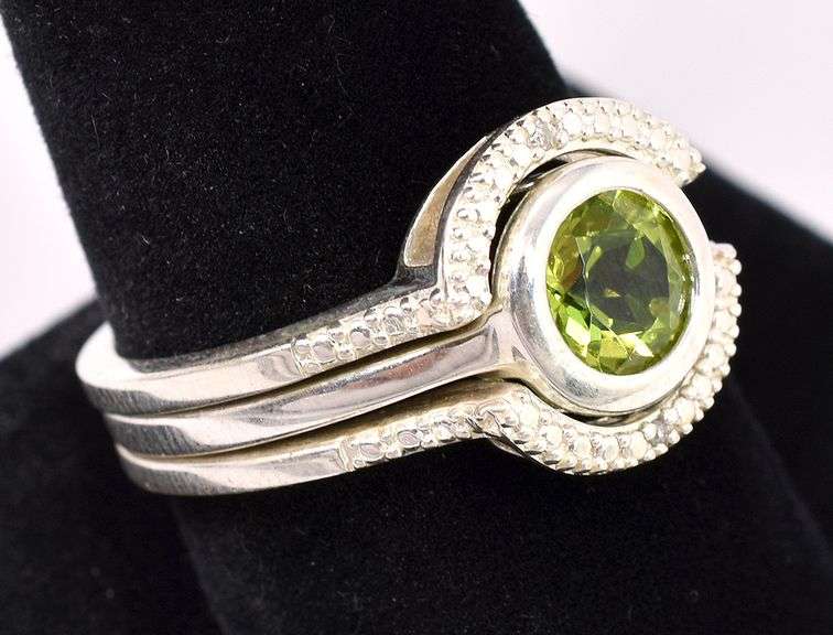 Peridot Stack Ring In Sterling Silver