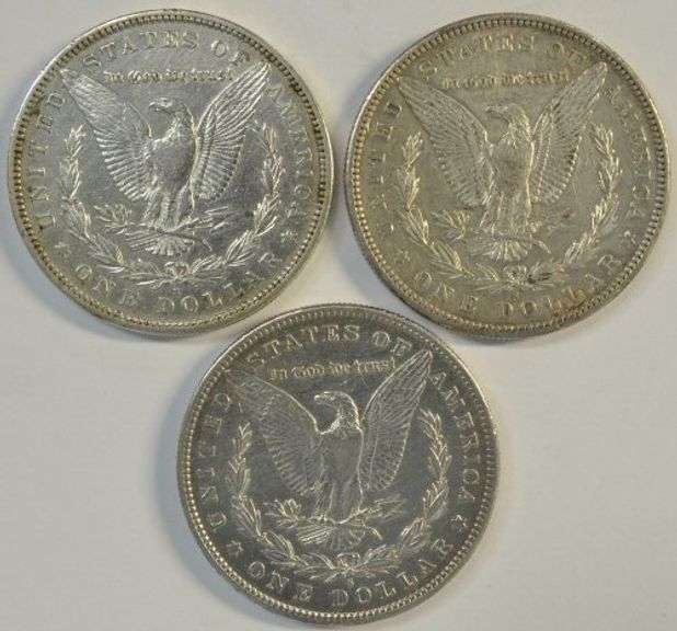High grade 1883-S, 1890-S & 1891-S Morgan Silver Dollars