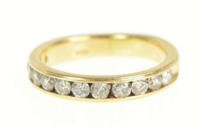 14K Yellow Gold 0.84 Ctw Classic Diamond Channel Wedding Ring