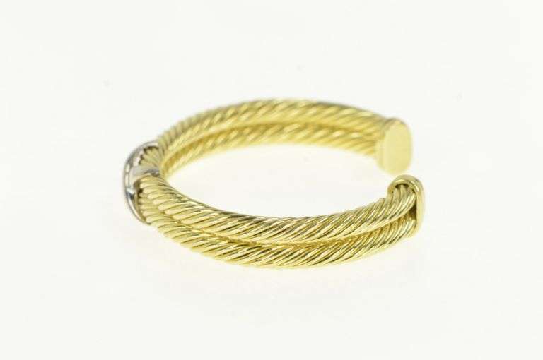14K Yellow Gold David Yurman X Designer Cable Cuff Bracelet