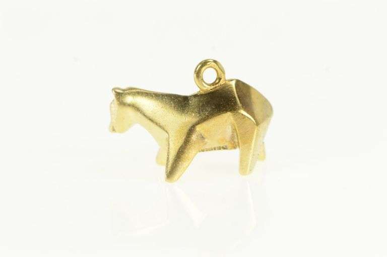 14K Yellow Gold 3D Stylized Bear Geometric Animal Charm/Pendant