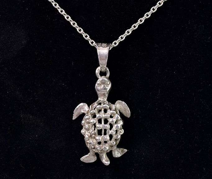 Turtle Pendant Necklace In Sterling Silver