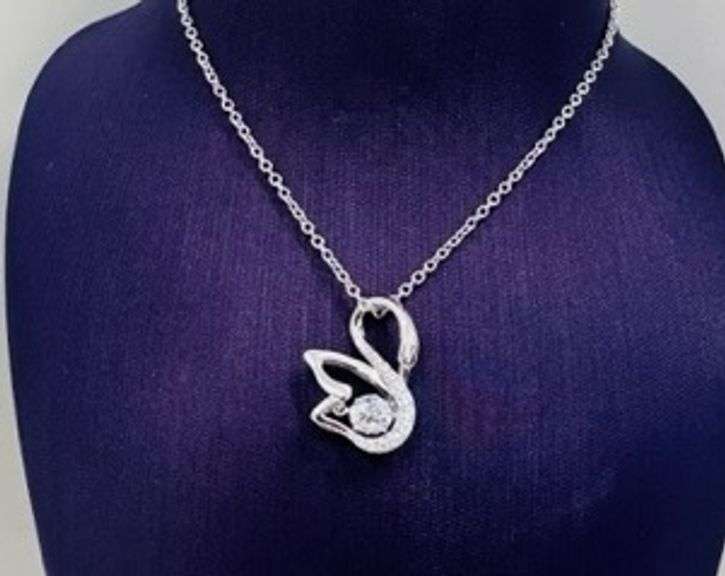 Swan Platinum over 925 sterling silver Pendant