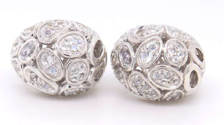 Trendy John Hardy Pebble Moonstone and Diamond Earrings