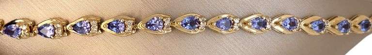 14K YELLOW GOLD BRACELET WITH TANZANITE