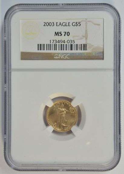 Flawless 2003 $2 American Gold Eagle coin. NGC MS70