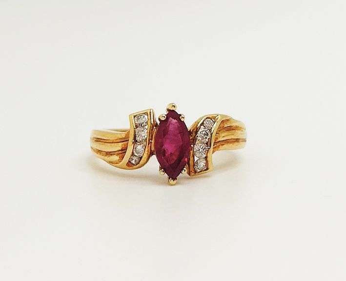 18kt Solid Yellow Gold, Ruby, & Diamond Ring