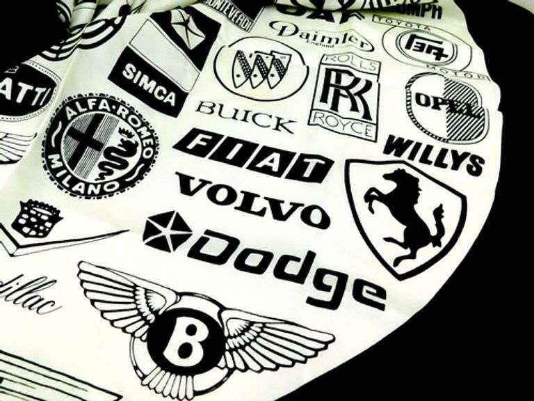 Rare Vintage Automobile Makers Silk Scarf