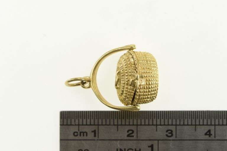 14K Yellow Gold 3D Articulated Longaberger Picnic Basket Charm/Pendant