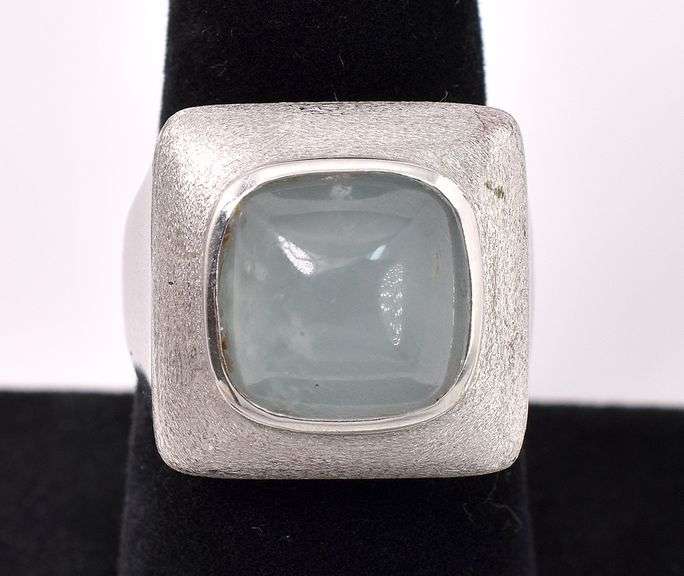 Opulent White Gemstone Ring In 14K White Gold