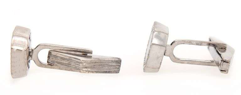 Black Onyx and 0.15ctw Diamond Frame Cufflinks in 18K