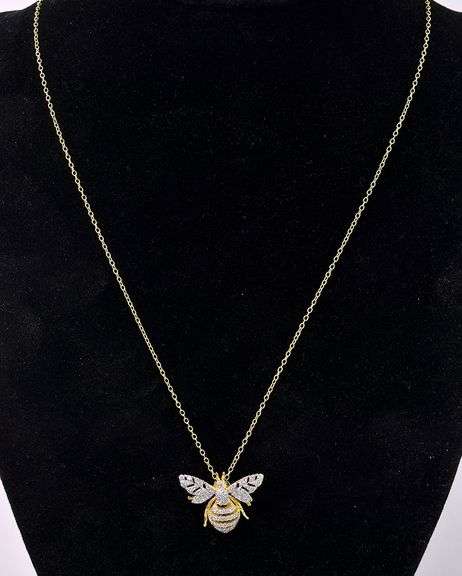 Vermeil Bumblebee Pendant Necklace In Sterling Silver