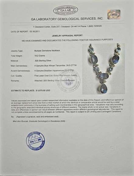 Huge Certified 24.5 Cttw Natural Tanzanite Necklace