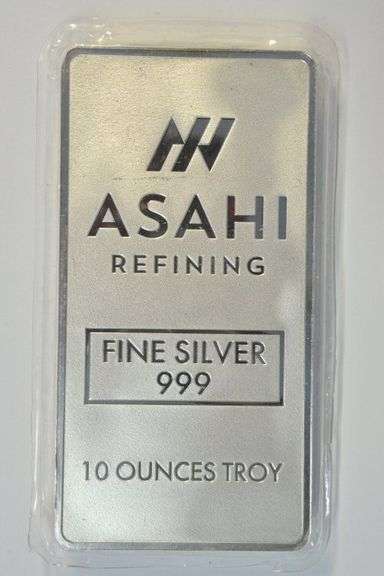 Gorgeous Asahi Refinning 10 Troy Oz .999 Silver Bar