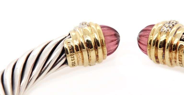 David Yurman Renaissance Tourmaline and Diamond Cuff Bracelet in 18K and Sterling
