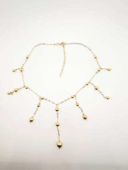 BEAUTIFUL 22KT YELLOW GOLD PLATED CHANDELIER STATION NECKLACE