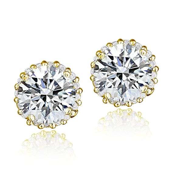 Gold Tone over Sterling Silver 100 Facets Earrings