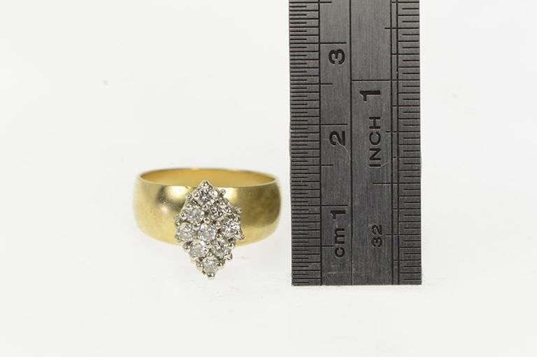 14K Yellow Gold 0.36 Ctw Diamond 1950's Cluster Engagement Ring