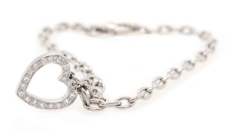Tiffany & Co. Sentimental Diamond Heart Bracelet in Platinum