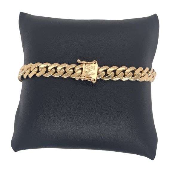 30.1 GRAMS!14K YELLOW GOLD VVS CUBAN LINK CHAIN BRACELET