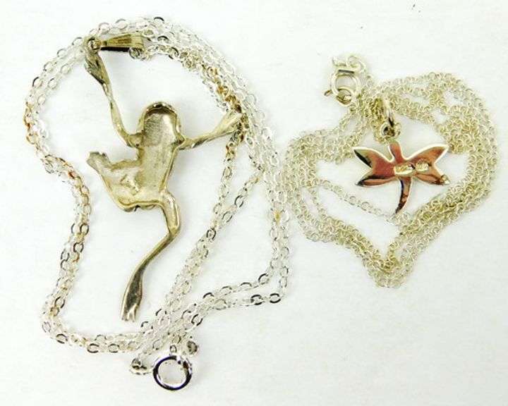 Sterling Silver Frog & Dragonfly Necklaces