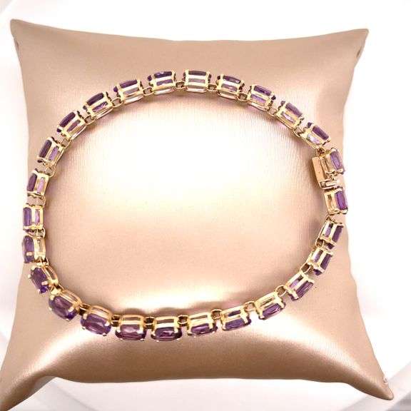 10K YELLOW GOLD VINTAGE BRACELET WITH AMETHYST