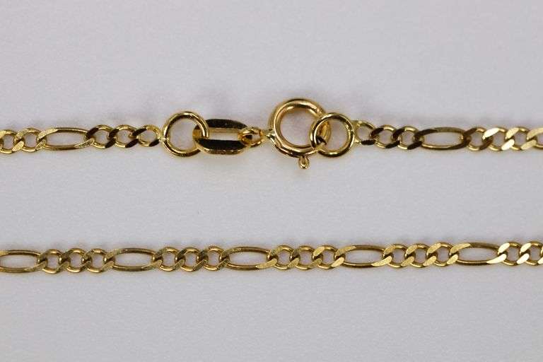 10k Yellow Gold Solid Figaro Link Chain 1.7mm Necklace 22"