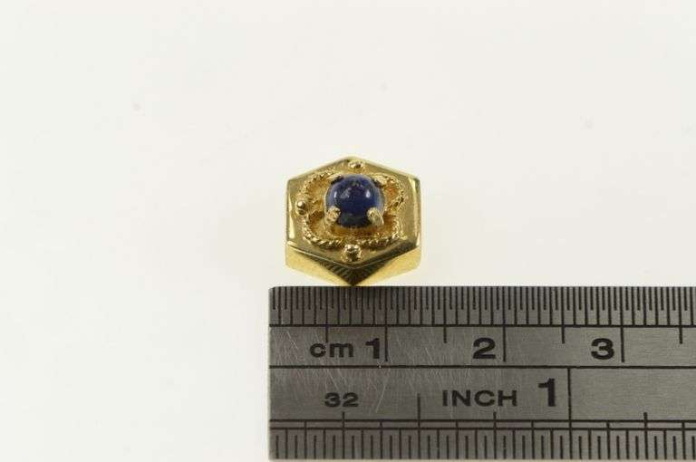 14K Yellow Gold Oval Lapis Lazuli Vintage Slide Bracelet Charm/Pendant