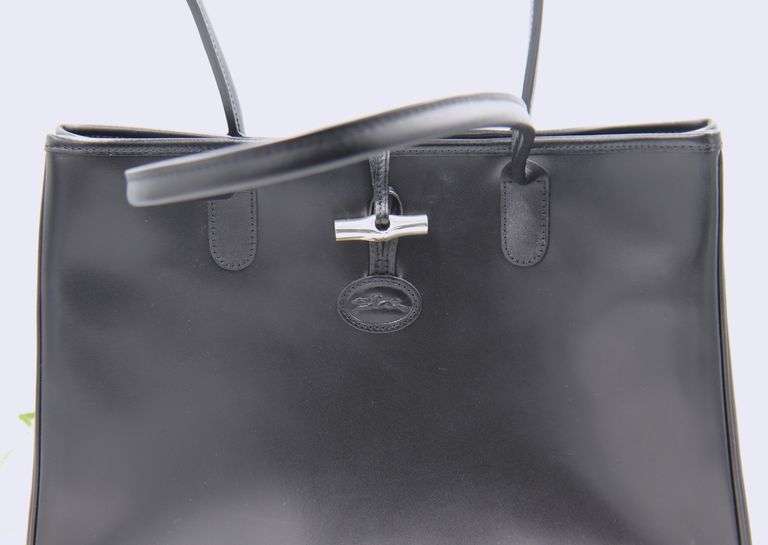 Longchamp Black Leather Tote Bag