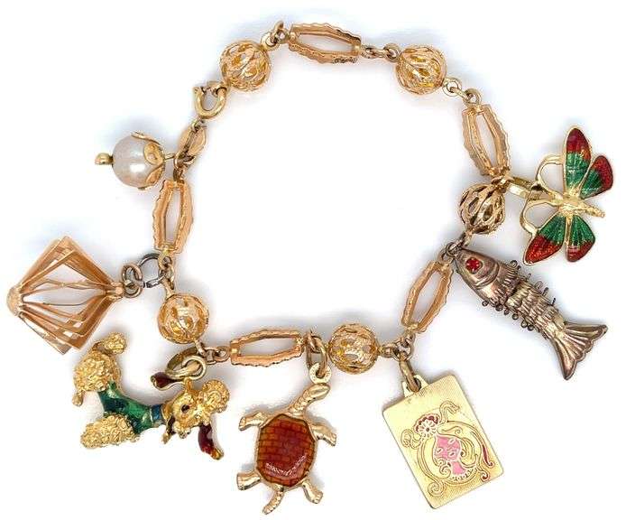 18K & 14K MIXED GOLD CHARM BRACELET