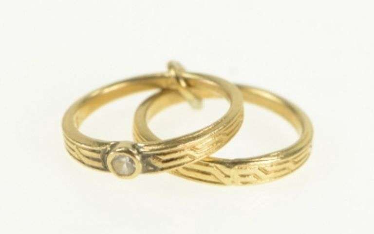 14K Yellow Gold Art Deco Engagement Bridal Set Wedding Charm/Pendant